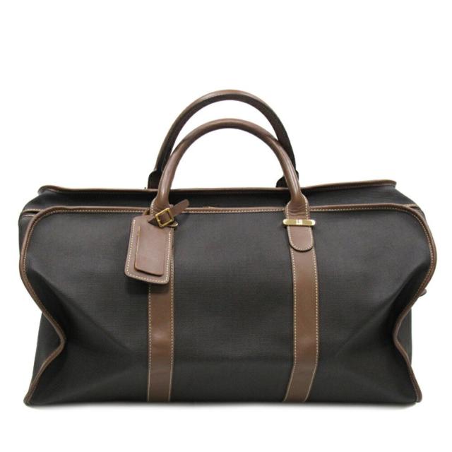 【X'masセール★30%OFF】ダンヒル Dunhill ボストンバッグヘリンボーン グレー 灰色 ブラウン ゴールド レディース 中古