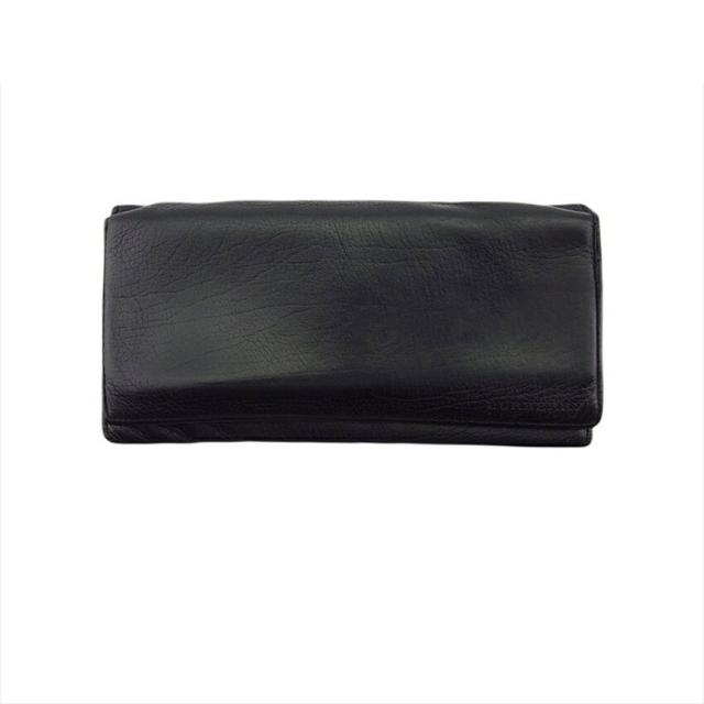 【BIGお買い物ラリー★30%OFFセール中】バーバリー BURBERRY 二つ折り財布 ブラック　チェック レディース 中古