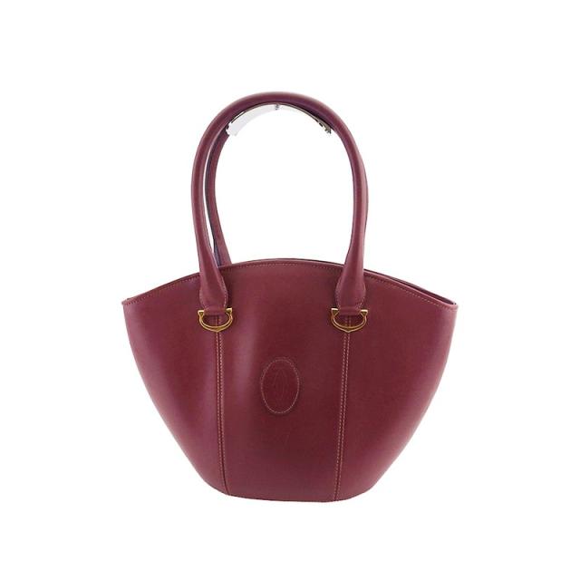 美品 Cartier レザー ハンドバッグ マストライン ゴールド金具 ボルドー Cartier カルティエ ハンドバッグ ゴールド金具 レザー 美品】Cartier