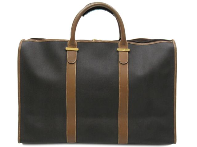 ダンヒル Dunhill ボストンバッグヘリンボーン グレー 灰色 ブラウン ゴールド レディース 中古_1
