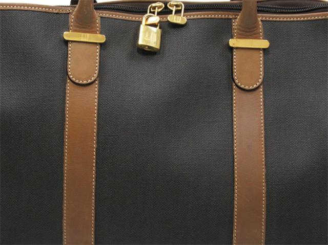 ダンヒル Dunhill ボストンバッグヘリンボーン グレー 灰色 ブラウン ゴールド レディース 中古_4