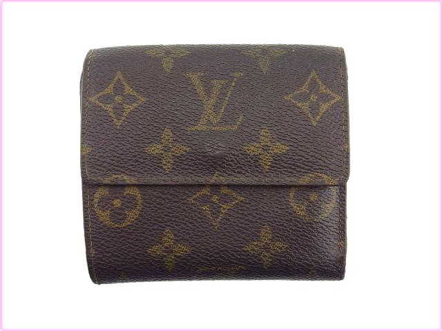ルイ・ヴィトン LOUIS VUITTON 二つ折り財布モノグラム ポルトモネビエカルトクレディ ブラウン ベージュ レディース 中古_1