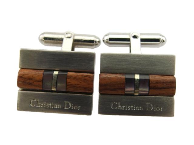 【30％OFF★週末タイムセール】ディオール Dior カフスロゴ スクエア スウィヴル式 シルバー ブラウン レディース 中古_1
