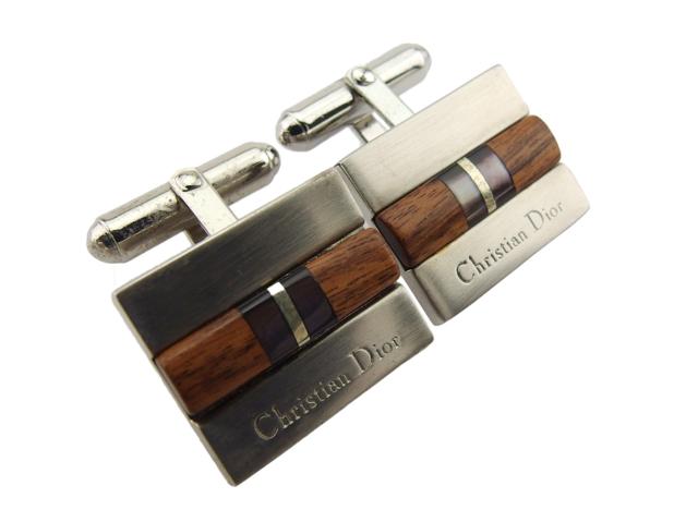 【30％OFF★週末タイムセール】ディオール Dior カフスロゴ スクエア スウィヴル式 シルバー ブラウン レディース 中古_2