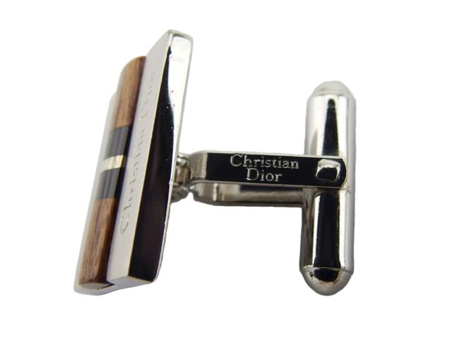 【30％OFF★週末タイムセール】ディオール Dior カフスロゴ スクエア スウィヴル式 シルバー ブラウン レディース 中古_7
