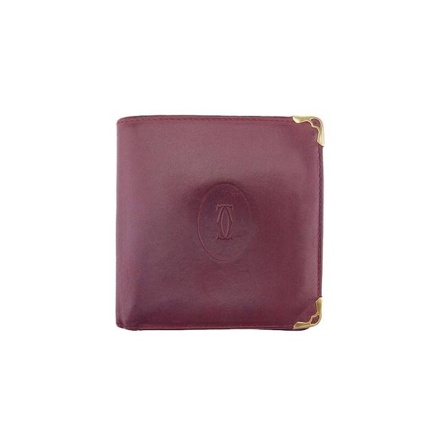 【X'masセール★30%OFF】カルティエ CARTIER 札入れマストライン ボルドー ゴールド レディース 中古