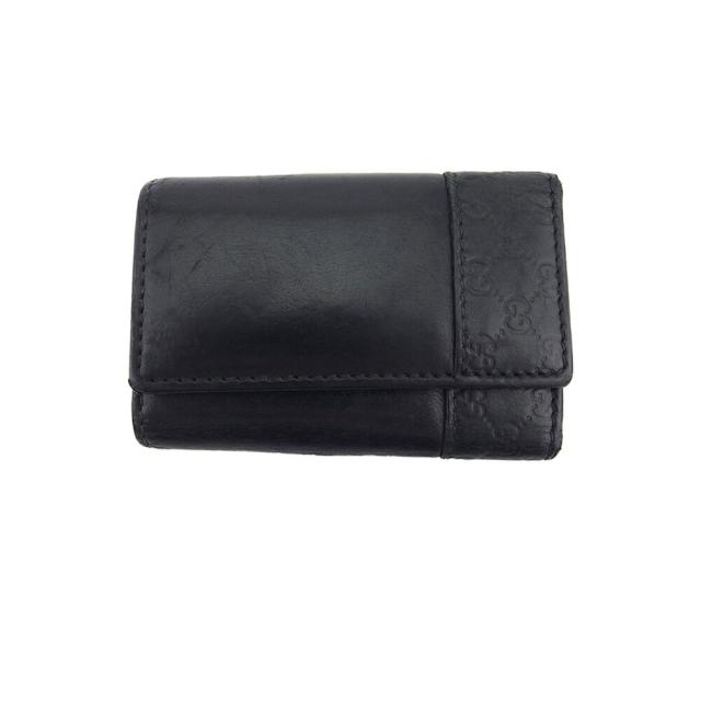 【BIGお買い物ラリー★30%OFFセール中】グッチ GUCCI キーケースグッチシマ ブラック シルバー レディース 中古