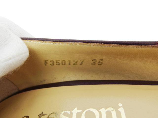 【週末セール★30％OFF】ア・テストーニ a.testoni パンプスポインテッドトゥ ♯35 つま先切替えデザイン パープル ボルドー ゴールド レディース 中古_9