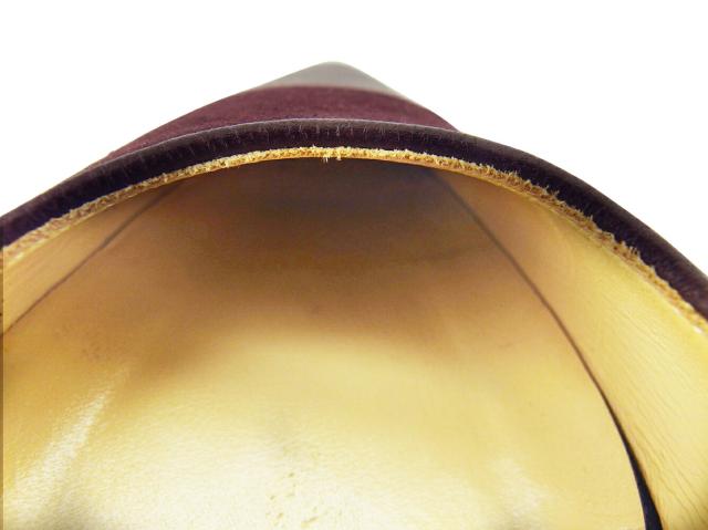 【週末セール★30％OFF】ア・テストーニ a.testoni パンプスポインテッドトゥ ♯35 つま先切替えデザイン パープル ボルドー ゴールド レディース 中古_7
