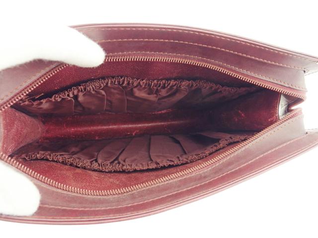 【30％OFF★土日ひと休み大売り出し】カルティエ CARTIER クラッチバッグマストライン ボルドーワイン ゴールド レディース 中古