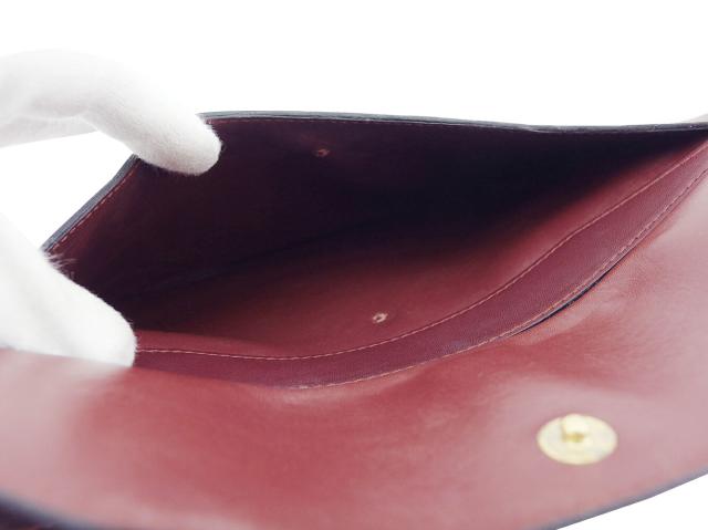 【30％OFF★土日ひと休み大売り出し】カルティエ CARTIER クラッチバッグマストライン ボルドーワイン ゴールド レディース 中古