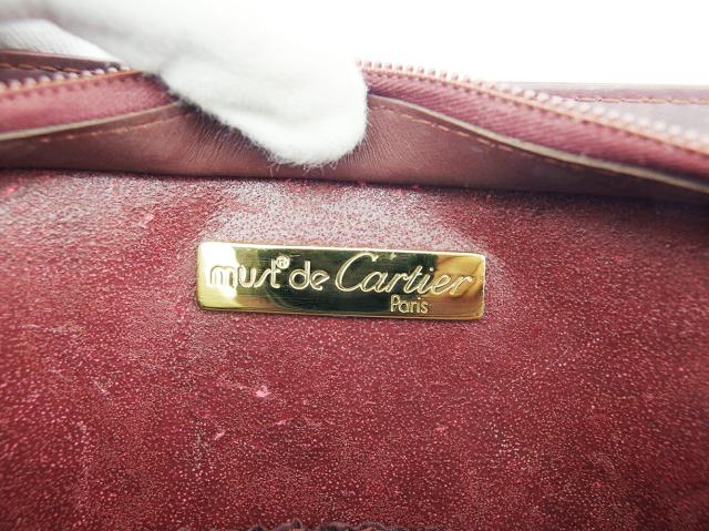 【30％OFF★土日ひと休み大売り出し】カルティエ CARTIER クラッチバッグマストライン ボルドーワイン ゴールド レディース 中古