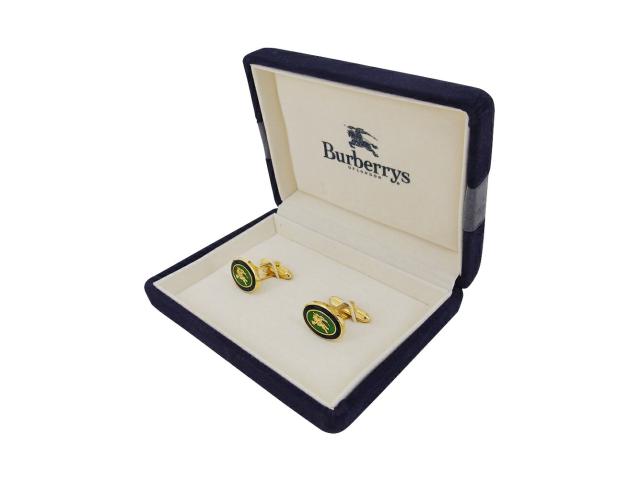 【極美品】Burberryバーバリー　カフス　グリーン　ゴールド 　ブルー　騎馬 t22571-1_wm.jpg