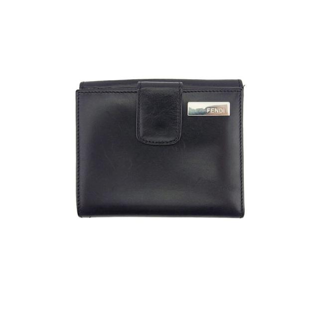 【X'masセール★30%OFF】フェンディ FENDI 二つ折り財布 ブラック　シルバー レディース 中古