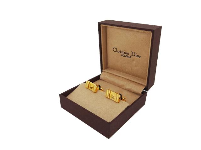【GWタイムセール】ディオール Dior カフスロゴ スウィヴル式 ゴールド レディース 中古_9