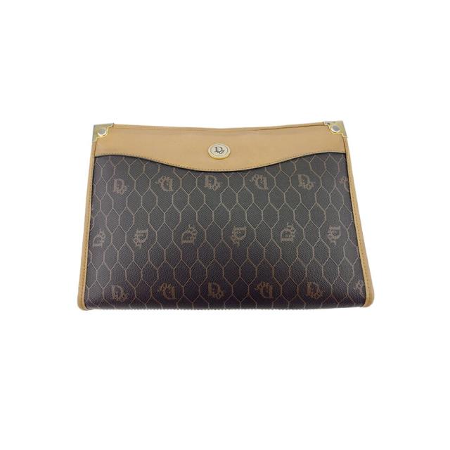 【BIGお買い物ラリー★30%OFFセール中】ディオール Dior クラッチバッグハニカム柄 オールドディオール ブラック ベージュ ゴールド レディース 中古