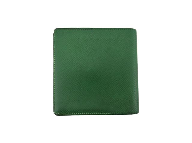 【週末タイムセール】エルメス HERMES 二つ折り財布 オールドエルメス グリーン ゴールド レディース 中古_1