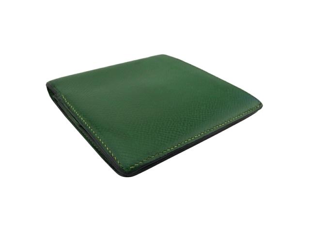 【週末タイムセール】エルメス HERMES 二つ折り財布 オールドエルメス グリーン ゴールド レディース 中古_3