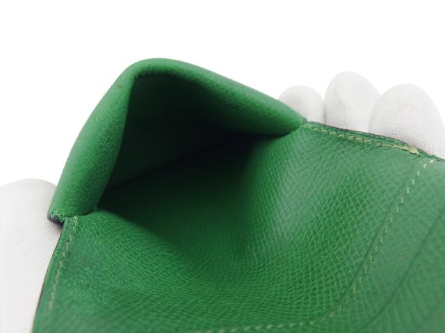 【週末タイムセール】エルメス HERMES 二つ折り財布 オールドエルメス グリーン ゴールド レディース 中古_7