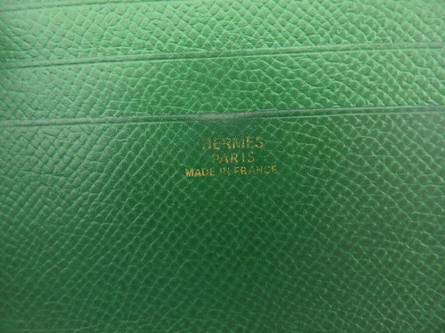 【週末タイムセール】エルメス HERMES 二つ折り財布 オールドエルメス グリーン ゴールド レディース 中古_8