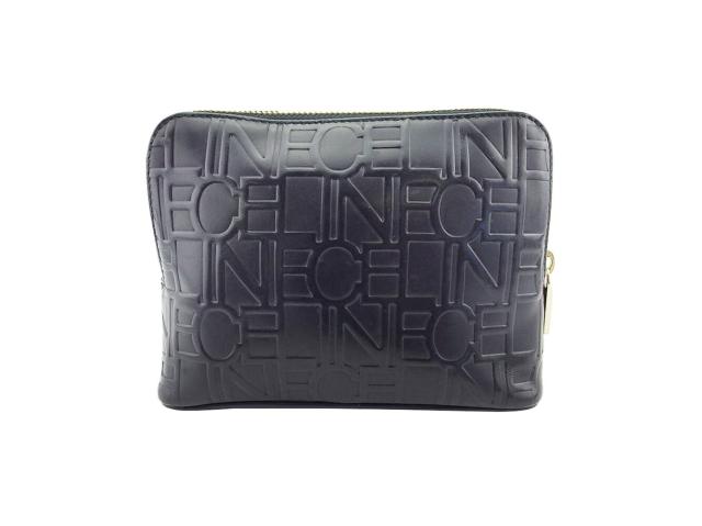 【30％OFF★週末タイムSALE】セリーヌ CELINE ポーチロゴ柄 ブラック ゴールド レディース 中古_1