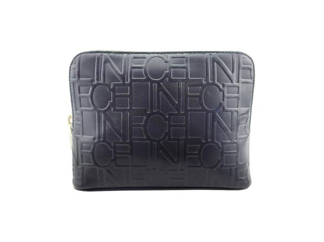【30％OFF★週末タイムSALE】セリーヌ CELINE ポーチロゴ柄 ブラック ゴールド レディース 中古_2