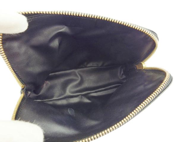 【30％OFF★週末タイムSALE】セリーヌ CELINE ポーチロゴ柄 ブラック ゴールド レディース 中古_6