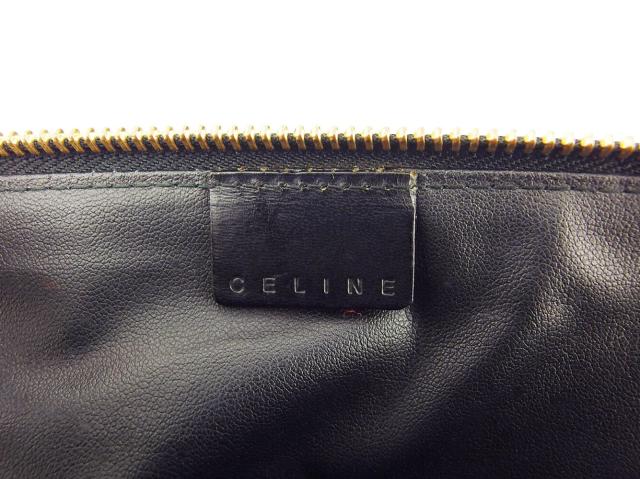 【30％OFF★週末タイムSALE】セリーヌ CELINE ポーチロゴ柄 ブラック ゴールド レディース 中古_7