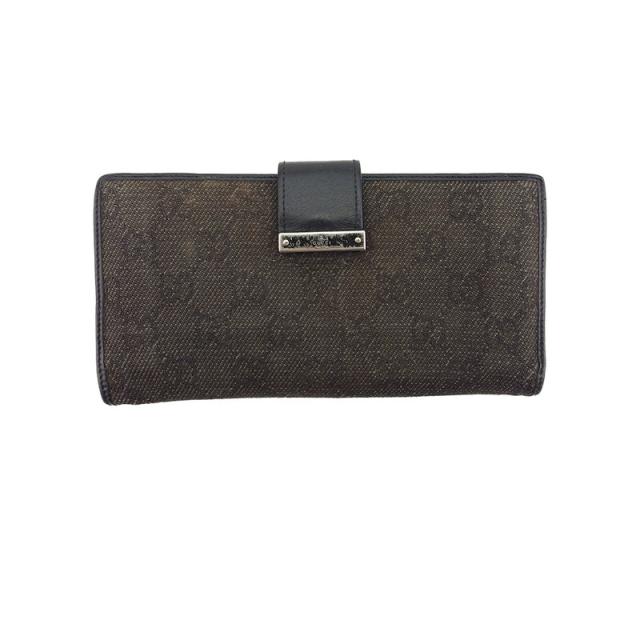グッチ GUCCI 長財布GGキャンバス グレー 灰色 ブラック シルバー