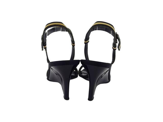 【週末セール★30％OFF】サルヴァトーレフェラガモ Salvatore Ferragamo サンダルボーダー ♯6D ウェッジソール ブラック ベージュ レディース 中古_3