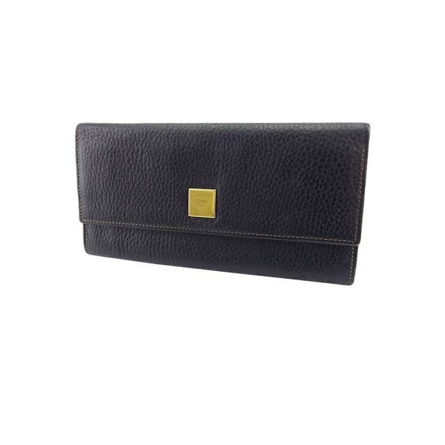 【BIGお買い物ラリー★30%OFFセール中】セリーヌ CELINE 長財布 ブラック ゴールド レディース 中古