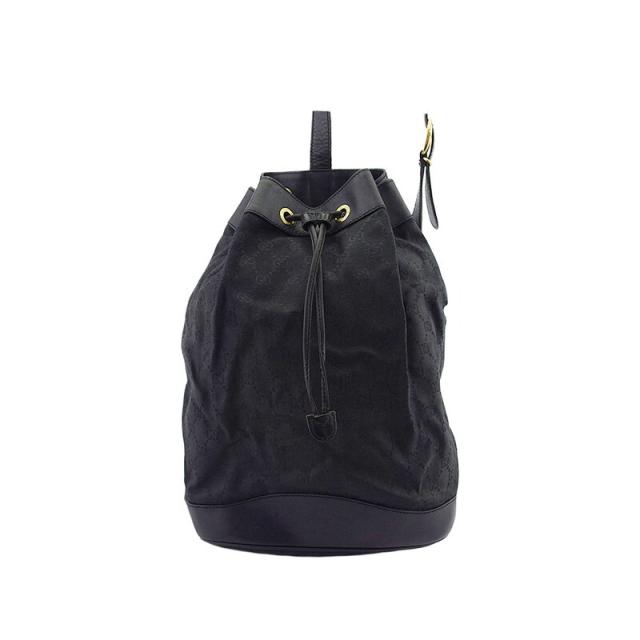 【BIGお買い物ラリー★30%OFFセール中】グッチ GUCCI ショルダーバッグGGキャンバス ブラック ゴールド レディース 中古