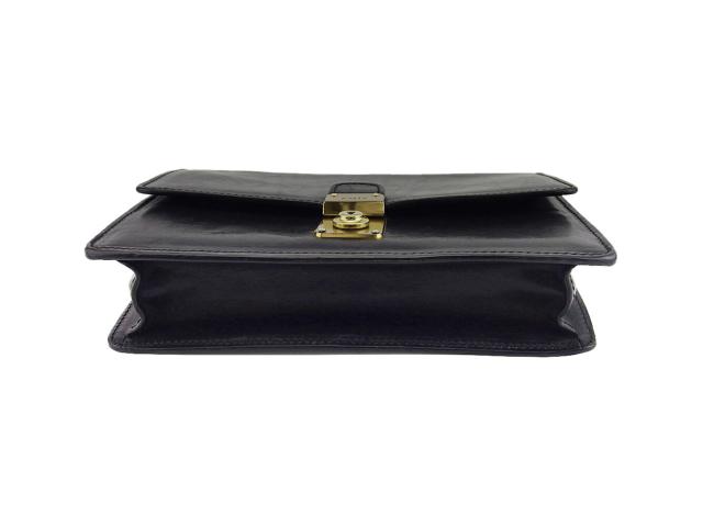 【30％OFF★土日ひと休み大売り出し】バリー BALLY クラッチバッグロゴプレート 黒いこと ゴールド レディース 中古