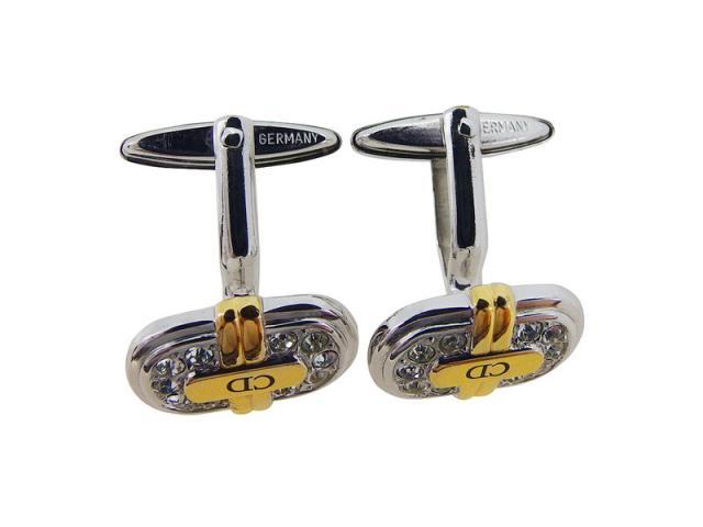 【X'masセール★30%OFF】ディオール Dior カフスCDマーク ラインストーン スウィヴル式 シルバー ゴールド レディース 中古 ディオール Dior カフスCDマーク ラインストーン スウィヴル式