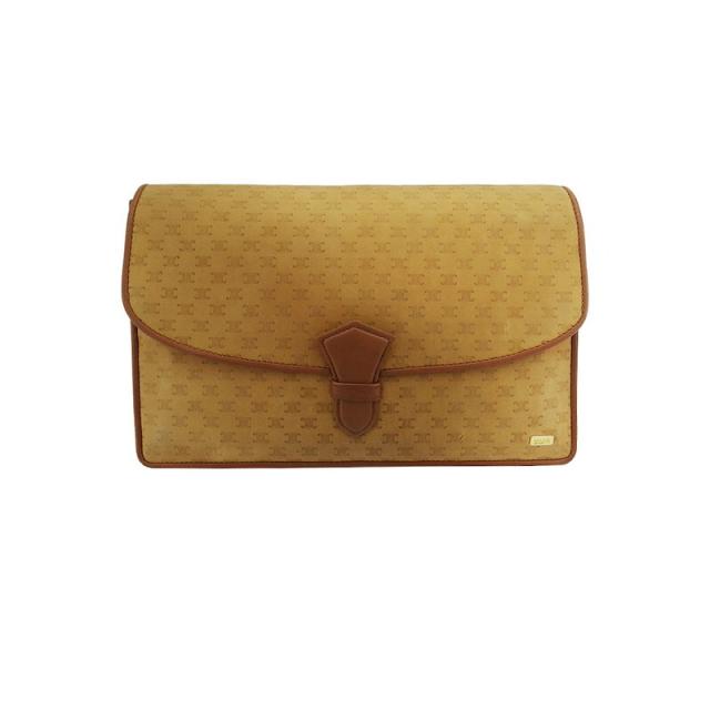 【BIGお買い物ラリー★30%OFFセール中】セリーヌ CELINE クラッチバッグマカダム ヴィンテージ ベージュ ブラウン ゴールド レディース 中古