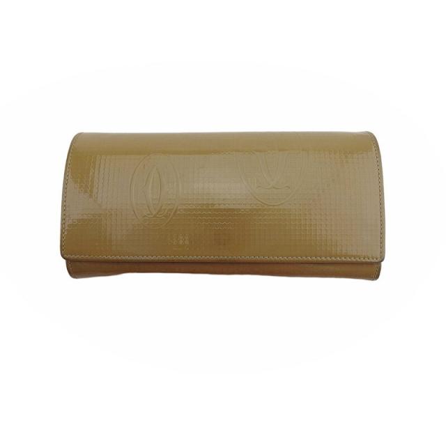 【X'masセール★30%OFF】カルティエ CARTIER 長財布ハッピーバースデー ベージュ グレー 灰色 シルバー レディース 中古