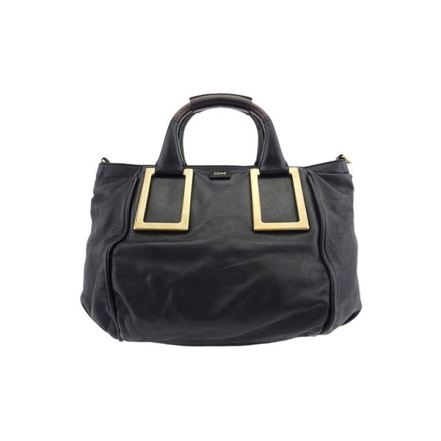 【BIGお買い物ラリー★30%OFFセール中】クロエ Chloe ハンドバッグエテル ブラック ブラウン ゴールド レディース 中古