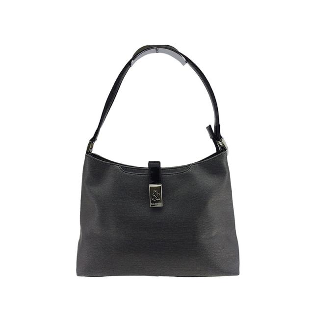 【BIGお買い物ラリー★30%OFFセール中】ピンキー＆ダイアン Pinky&Dianne ショルダーバッグ＆マーク グレー 灰色 シルバー ブラック レディース 中古