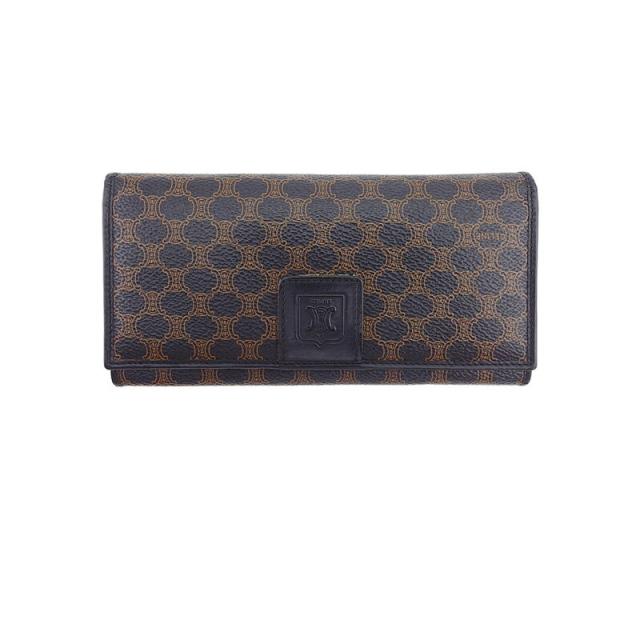 【BIGお買い物ラリー★30%OFFセール中】セリーヌ CELINE 長財布マカダム ブラック ベージュ ゴールド レディース 中古