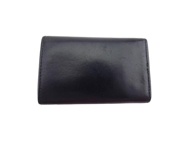 グッチ GUCCI キーケースロゴプレート ブラック シルバー レディース 中古