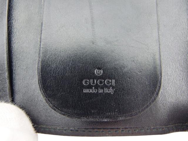 グッチ GUCCI キーケースロゴプレート ブラック シルバー レディース 中古