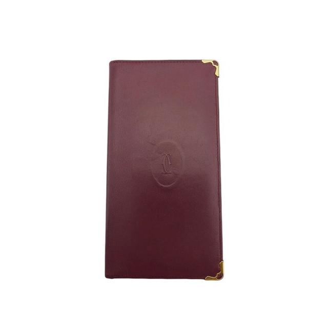 【X'masセール★30%OFF】カルティエ CARTIER 札入れマストライン 角プレート ボルドー ゴールド レディース 中古