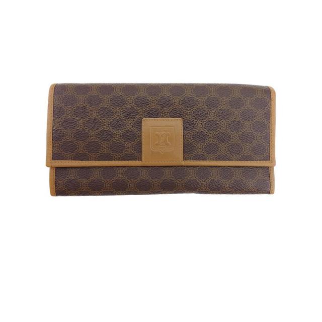 【X'masセール★30%OFF】セリーヌ CELINE 長財布マカダム ブラウン ベージュ レディース 中古