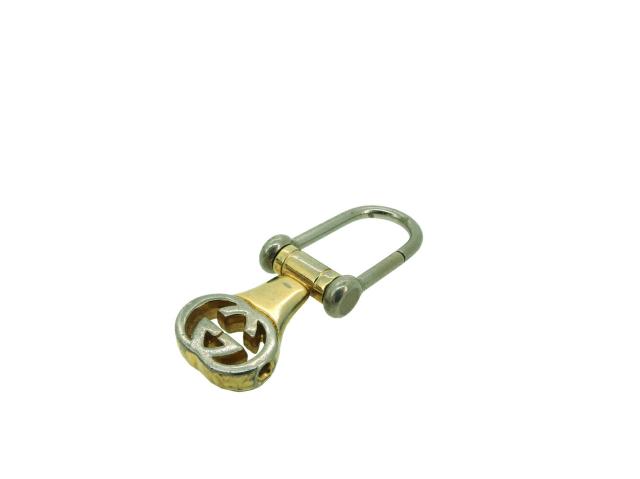 【30％OFF★週末タイムセール】グッチ GUCCI キーホルダーダブルG インターロッキングG シルバー ゴールド レディース 中古_1