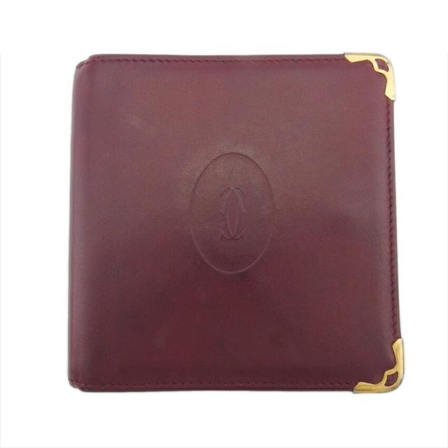 【BIGお買い物ラリー★30%OFFセール中】カルティエ CARTIER 二つ折り財布マストライン ボルドー ゴールド レディース 中古