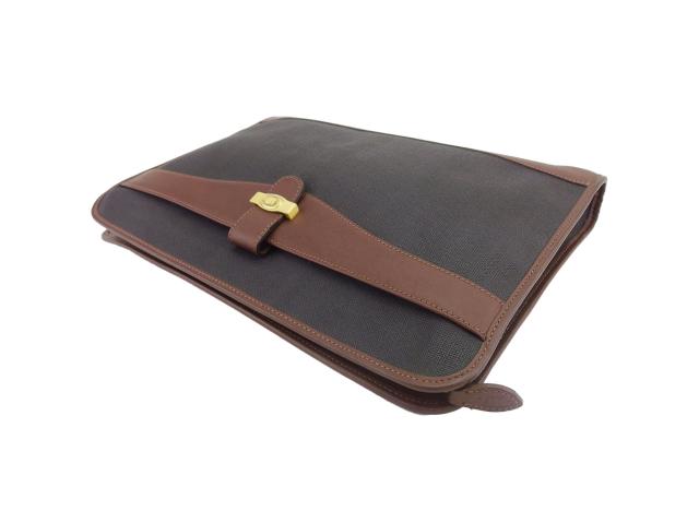 ダンヒル Dunhill ビジネスバッグヘリンボーン ブラック ブラウン ゴールド レディース 中古_4