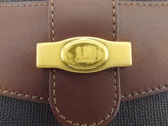 ダンヒル Dunhill ビジネスバッグヘリンボーン ブラック ブラウン ゴールド レディース 中古_7