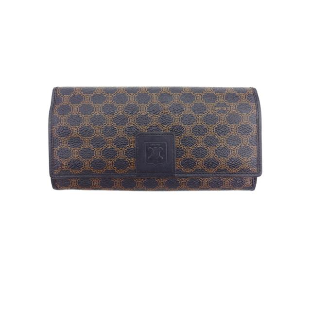 【BIGお買い物ラリー★30%OFFセール中】セリーヌ CELINE 長財布マカダム ブラック ベージュ ゴールド レディース 中古