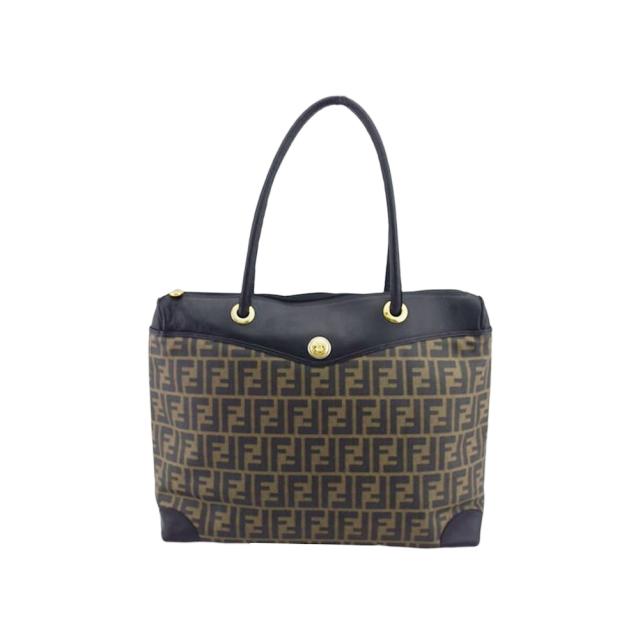 【X'masセール★30%OFF】フェンディ FENDI トートバッグズッカ ブラック ベージュ ゴールド系 レディース 中古