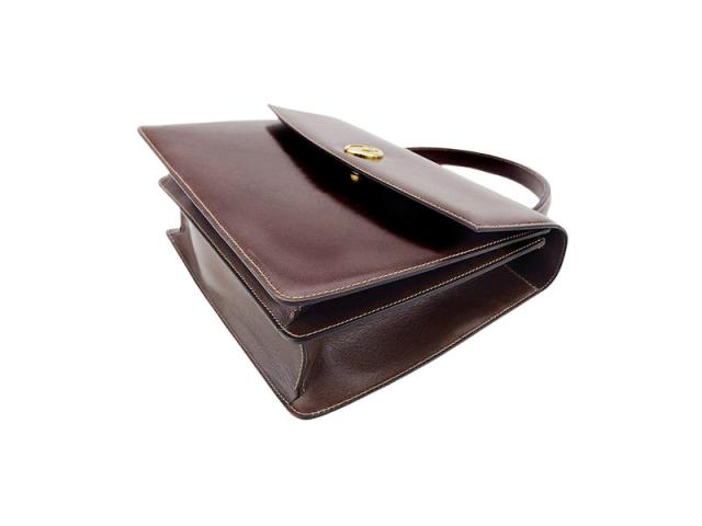 【GWタイムセール】ア・テストーニ a.testoni ハンドバッグtマーク ブラウン ゴールド レディース 中古_3